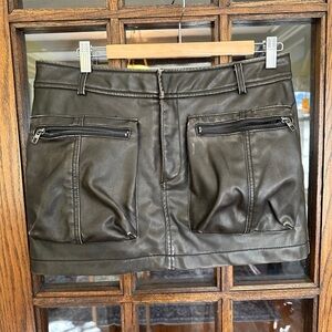 Zara Distressed Black Faux Leather Skirt